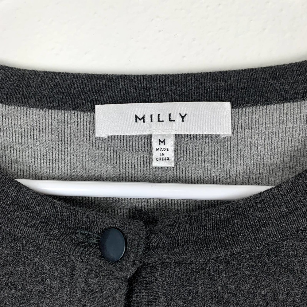 Milly Gray Knit Bell Sleeve Cardigan Size M - Picture 5 of 6